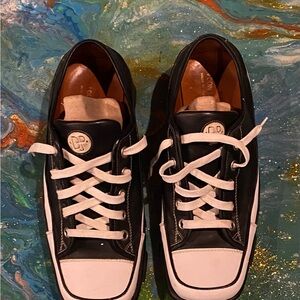 Vintage DONALD J PLINER Black and White lace up Sneakers with Logo size 10 m